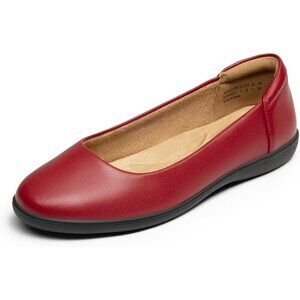 Dream Pairs Women's Red-pu Faux Leather Round Toe Slip-on Ballet Flats Shoes